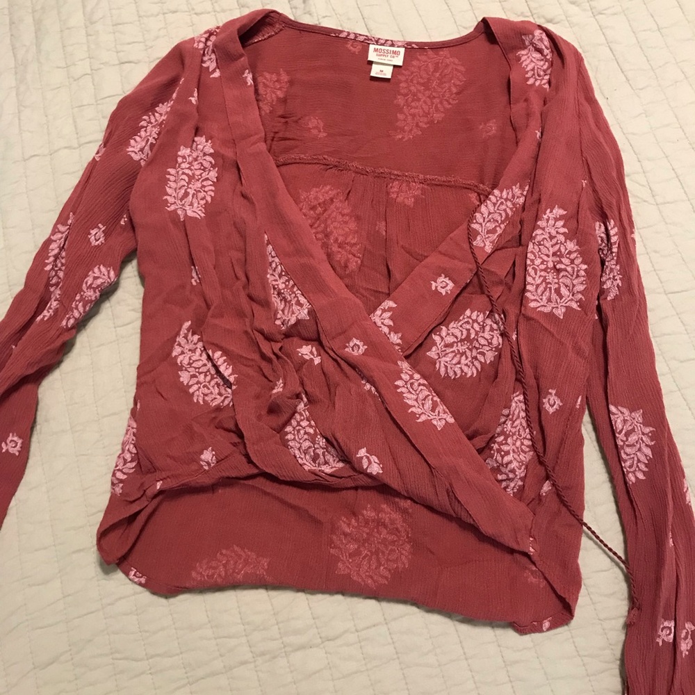 Burgundy long sleeve top